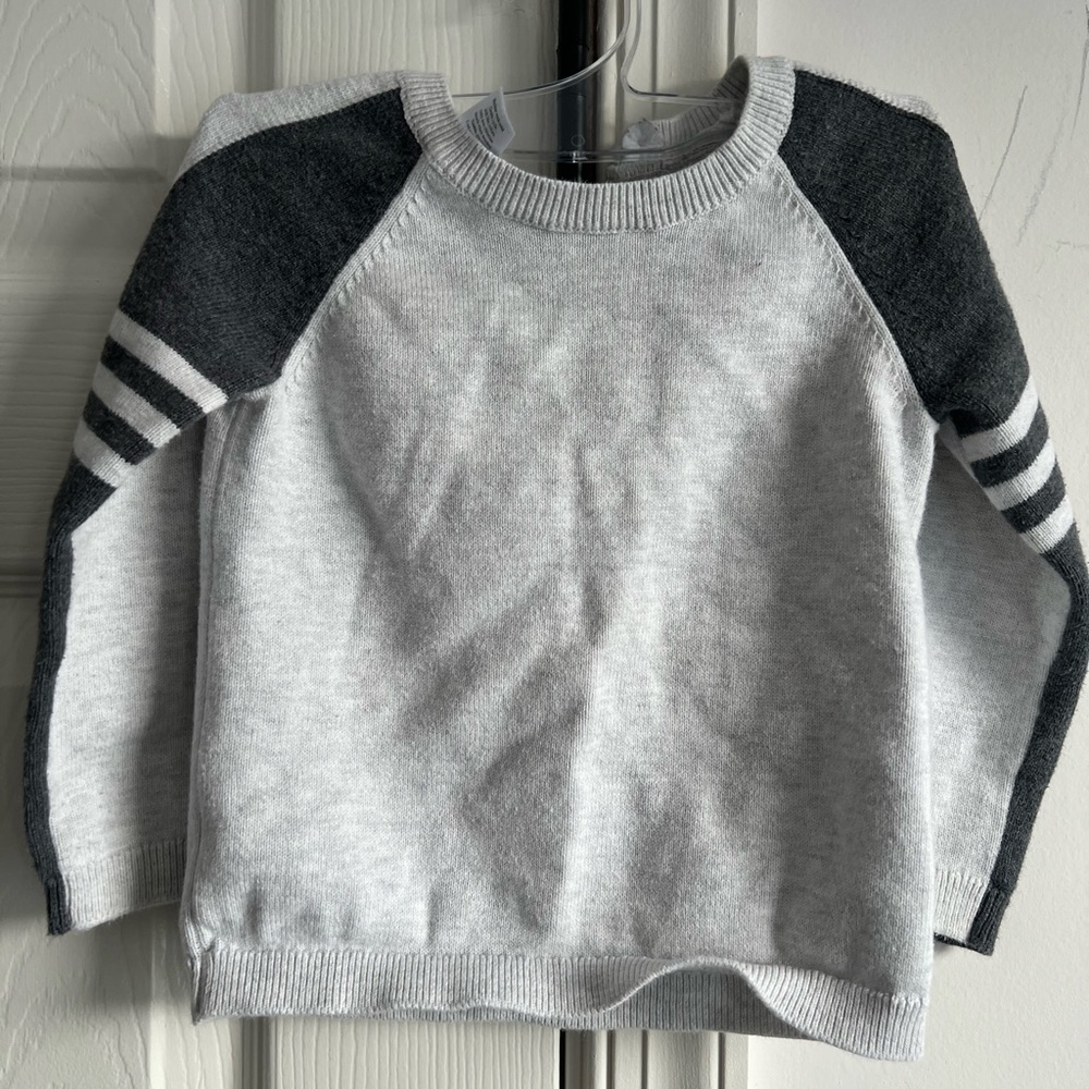 Gray and Black Striped Sleeve Sweater Bloomie’s babies